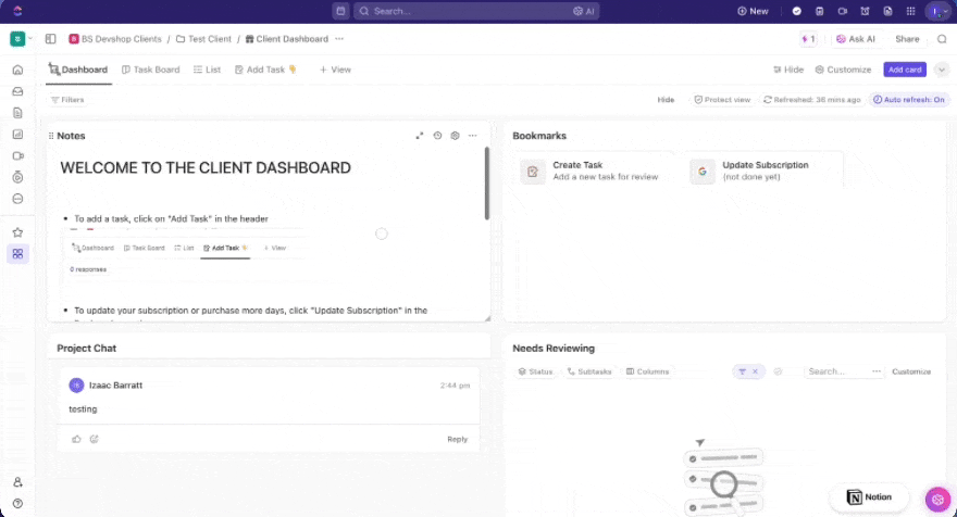 Adding a task demo